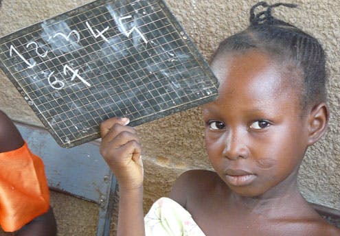 Françoise, 7 ans, en cours de maths