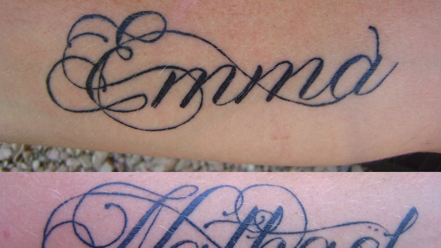 Les tatouages d'Emmanuelle pour Emma et
        Nathanaël
