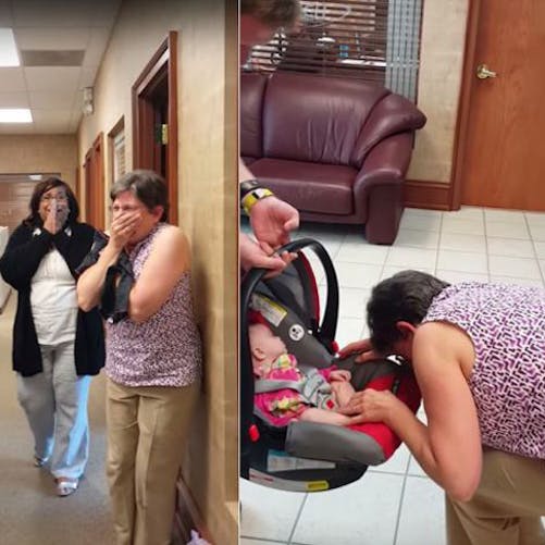 Vidéo : elle découvre qu’elle est grand-mère, sa réaction
  est incroyable !