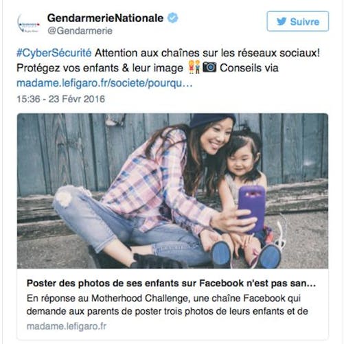 Facebook : la Gendarmerie nationale conseille de ne pas
  publier les photos de vos enfants