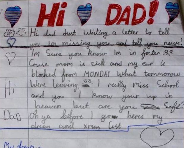 La lettre bouleversante d’un petit garçon envoyée à son
  papa "au ciel"