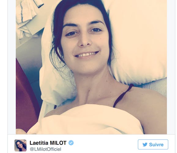 Laetitia Milot sur son lit d'hôpital