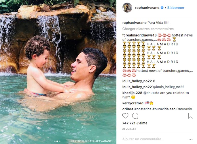 Moment complice entre Raphaël Varane et son fils Ruben