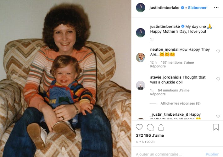 Justin Timberlake et sa maman...il y a quelques années