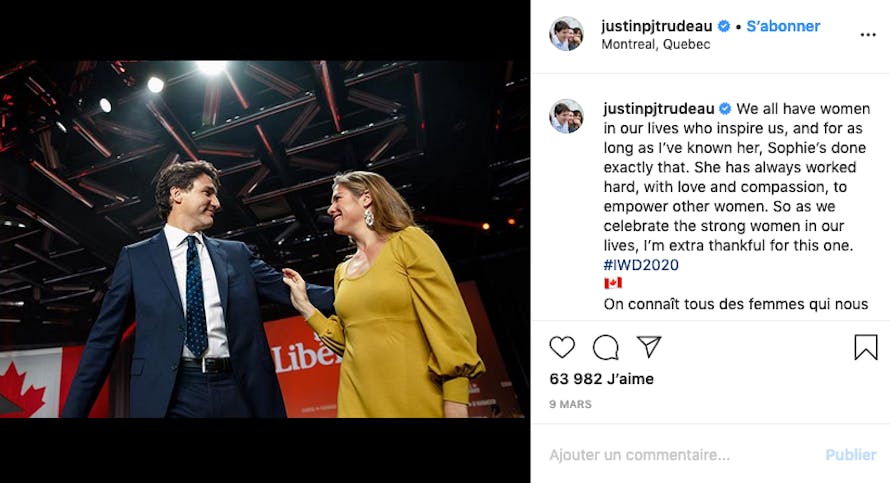 Le premier ministre canadien Justin Trudeau et sa femme Sophie Gregoire