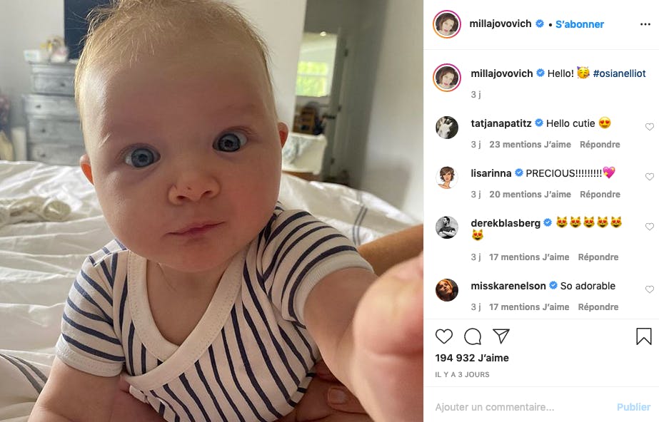 Premier selfie du bébé de Milla Jovovich