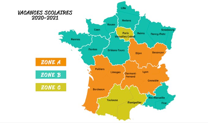 Carte des Zones académiques française 