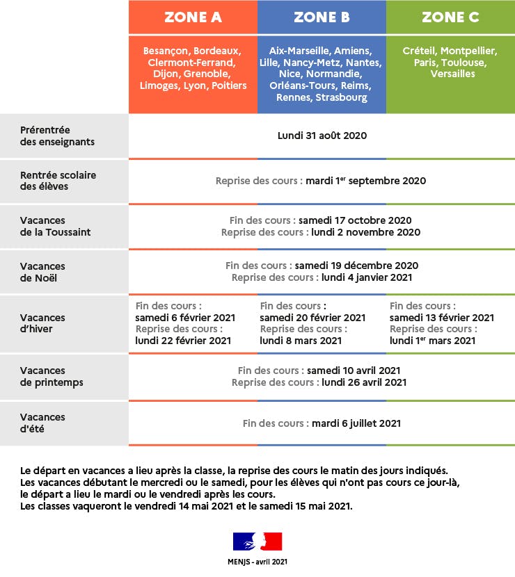 Calendrier Des Vacances Scolaires 2021 2022 Parents Fr Calendrier Scolaire Maternelle 2022