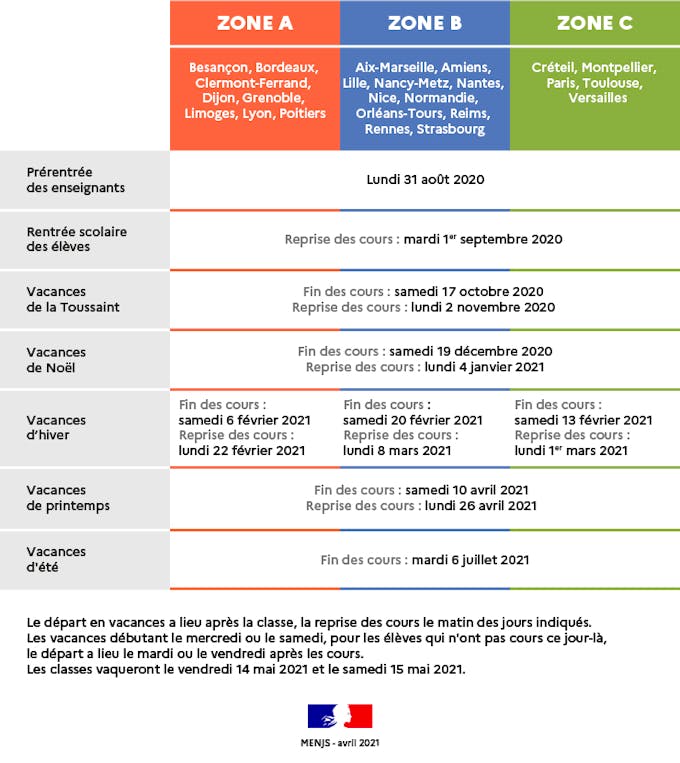 Calendrier Des Vacances Scolaires 2021 2022 Parents Fr Calendrier Coiffure 2022