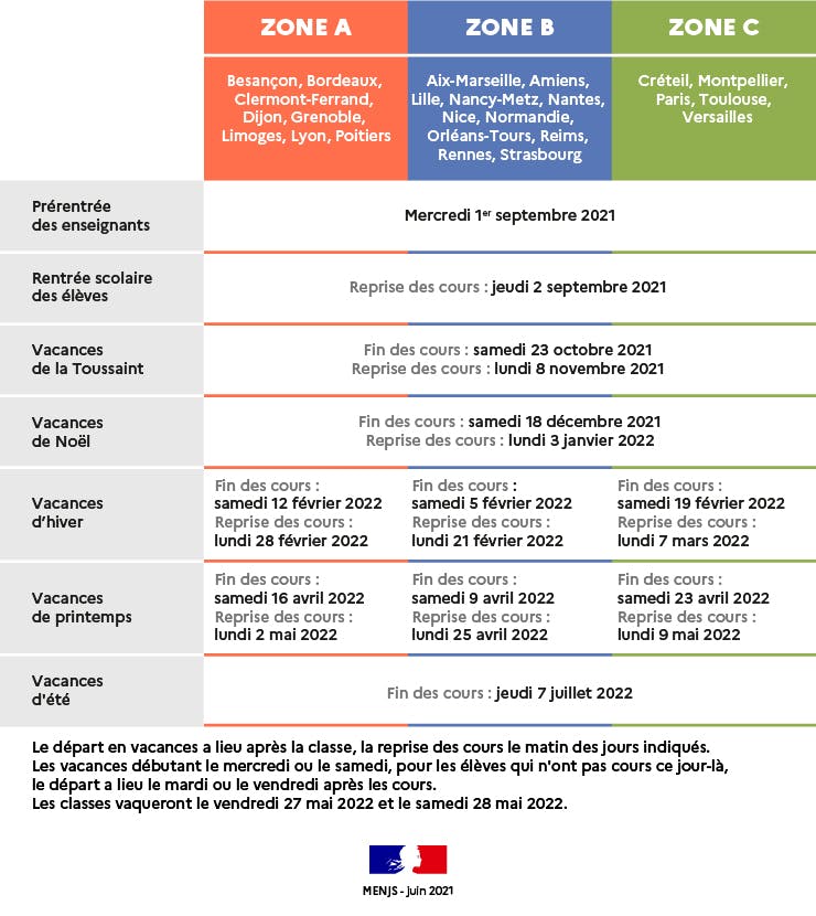 Calendrier Des Vacances Scolaires 21 22 Parents Fr Calendrier Des Vacances Scolaires 21 22 Parents Fr