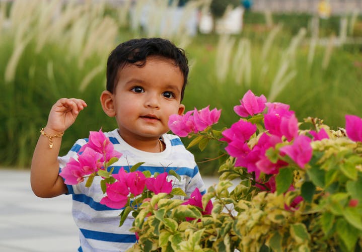 bébé parmi les fleurs