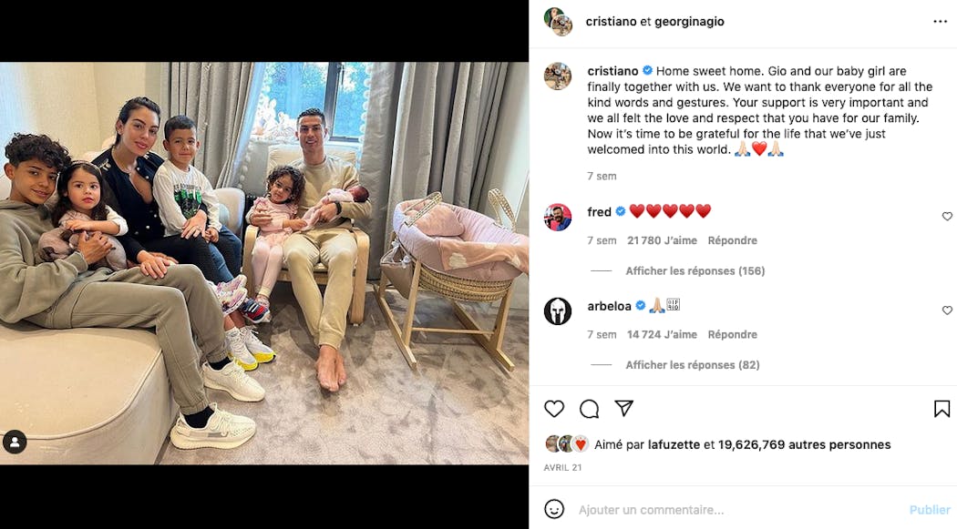 Cristiano Ronaldo est père de 5 enfants dont des jumeaux