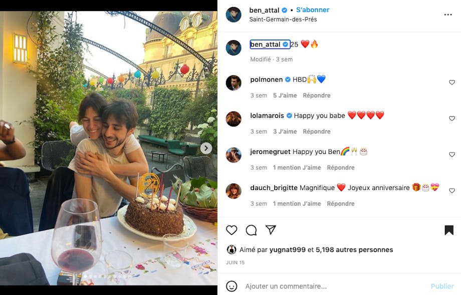 Charlotte Gainsbourg célèbre les 25 ans de son fils Ben