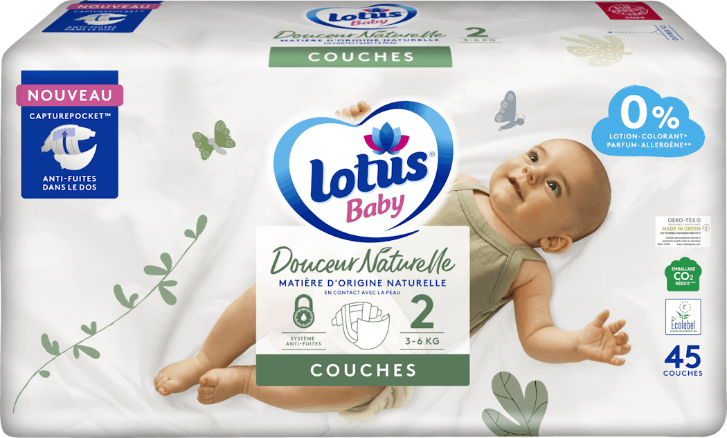 Couches bébé taille 1 : 2-5kg douceur naturelle LOTUS BABY : le
