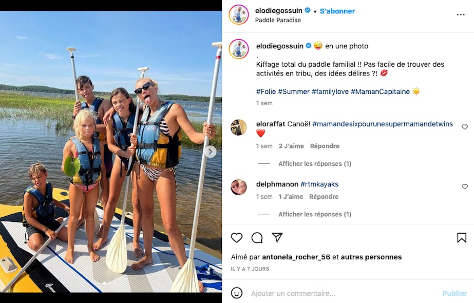 Elodie Gossuin : paddle géant pour famille nombreuse