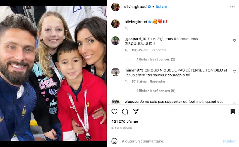 Olivier Giroud a pu compter sur la venue de sa femme et de ses enfants