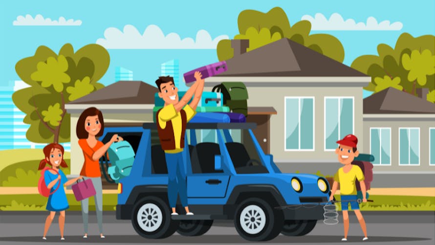 Trajet vacances en famille en voiture