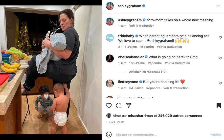 Ashley Graham sans filtre : rare photo d'une star en train de moucher son bébé