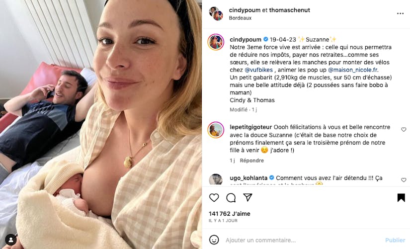 Cindy Poumeyrol a donné naissance à sa troisième fille