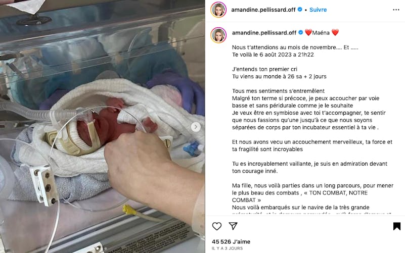 Amandine Pellissard: naissance bouleversante de Maéna à six mois de grossesse