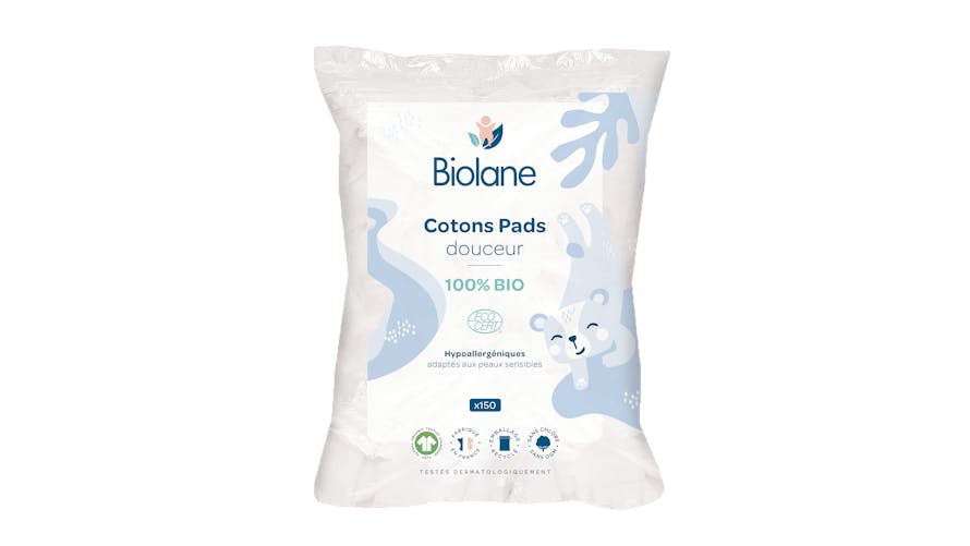 Cotons pads douceur 100% bio de chez BIOLANE