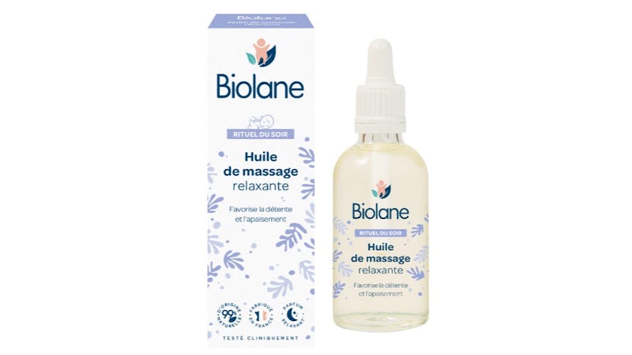 L'huile de massage relaxante de chez BIOLANE