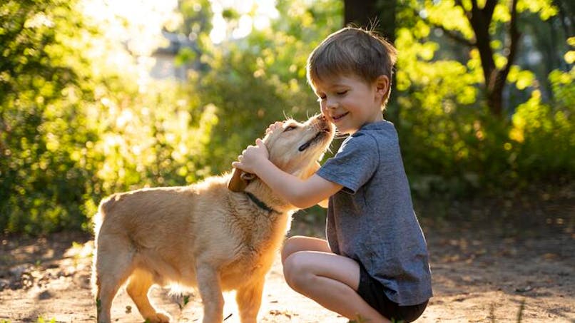 petit garçon avec chien